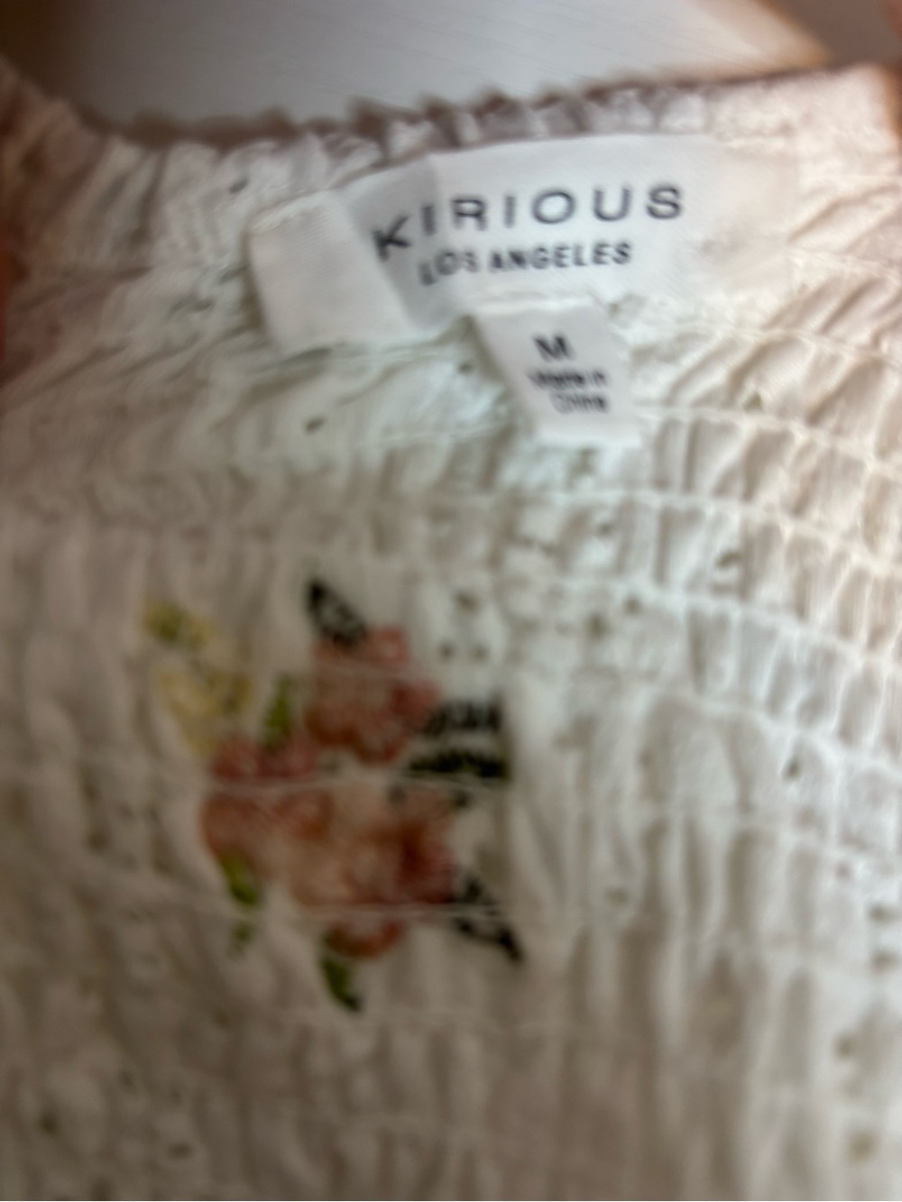 White Eyelet Floral Square-Neck Tank Top Kirious Los Angeles  Size Medium - Picture 5 of 7